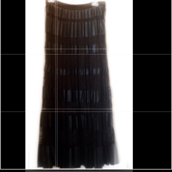 Pleated gorgeous Lace and faux leather skirt ZS - Picture 1 of 7